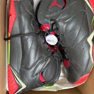 Jordan Black and Red Sneakers with Leather Upper